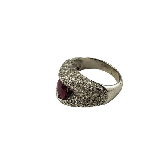 Vintage 18 Karat White Gold Ruby and Diamond Ring Size 6.25 #10144 - Picture 5 of 11